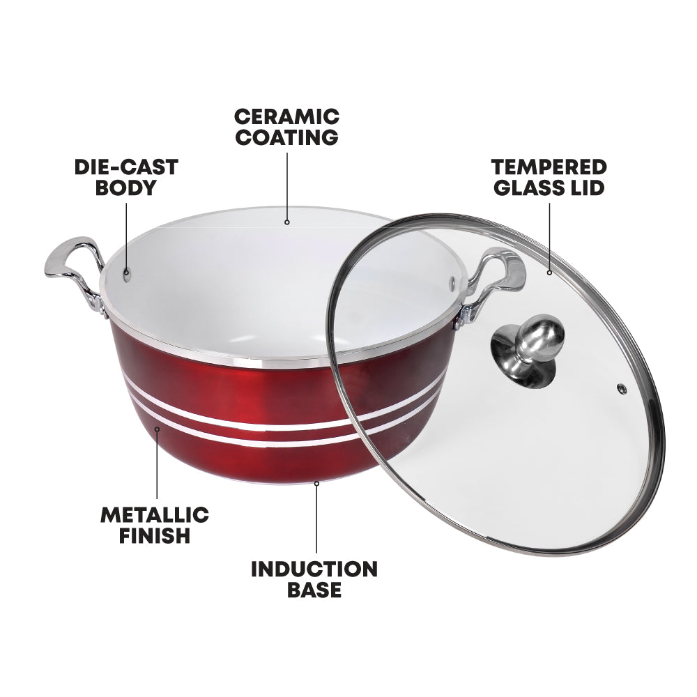 SQ Professional Mianra Metallic Die-cast Stockpot Ruby