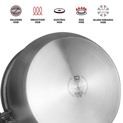 SQ Professional Stainless Steel Saucepan 3pc Set Lustro 18cm-22cm Silver
