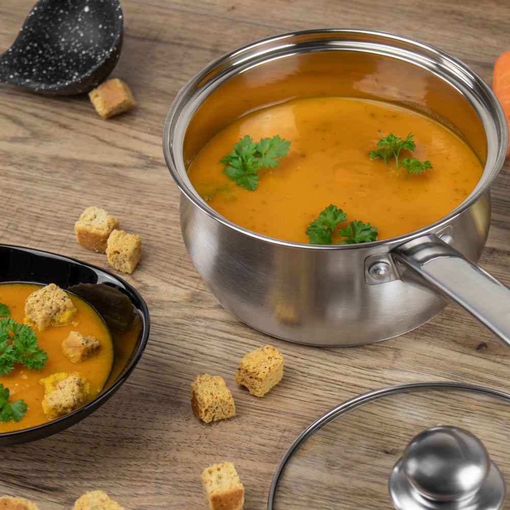 SQ Professional Stainless Steel Saucepan 3pc Set Lustro 18cm-22cm Silver