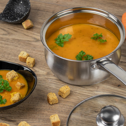 SQ Professional Stainless Steel Saucepan 3pc Set Lustro 18cm-22cm Silver