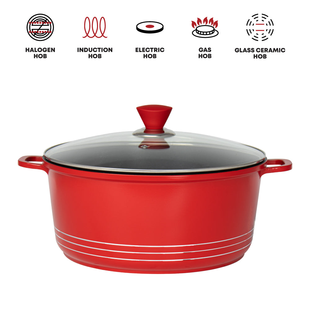 Laria Nonstick Die-cast Stockpot Red