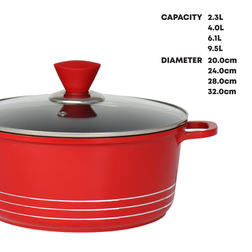 Laria Nonstick Die-cast Stockpot Red