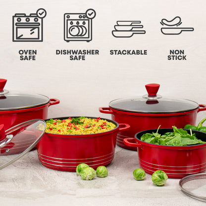 Laria Nonstick Die-cast Stockpot Red
