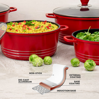 Laria Nonstick Die-cast Stockpot Red