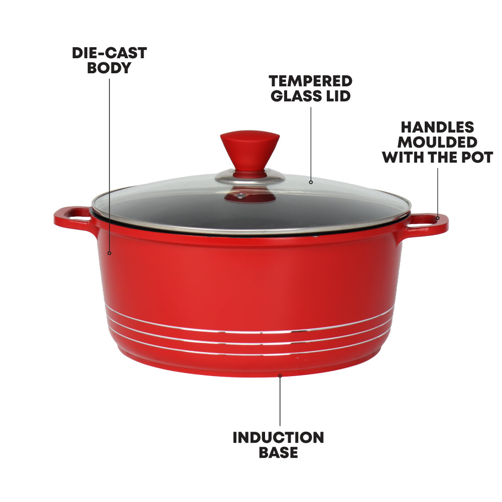 Laria Nonstick Die-cast Stockpot Red