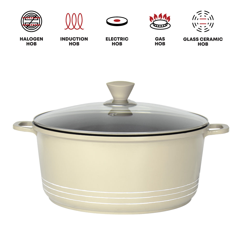 Laria Nonstick Die-cast Stockpot Cream
