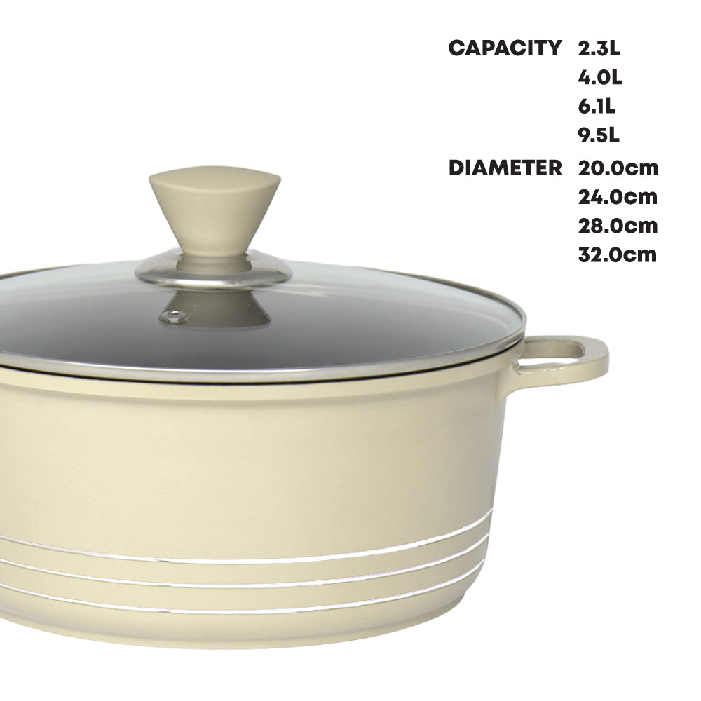 Laria Nonstick Die-cast Stockpot Cream