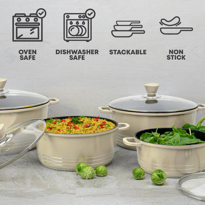 Laria Nonstick Die-cast Stockpot Cream