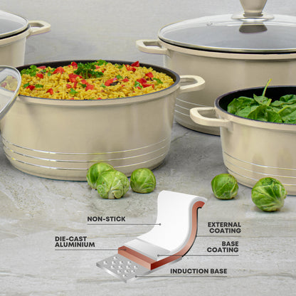 Laria Nonstick Die-cast Stockpot Cream