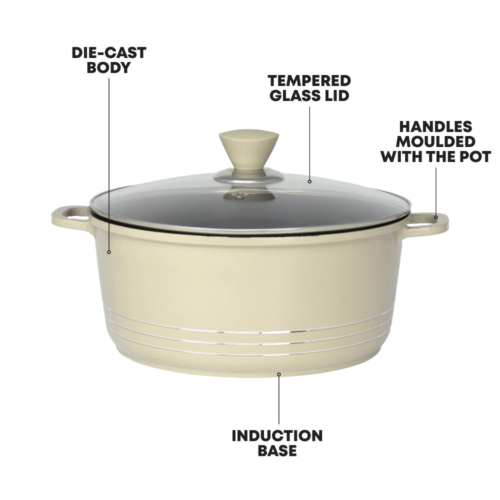 Laria Nonstick Die-cast Stockpot Cream