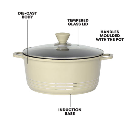Laria Nonstick Die-cast Stockpot Cream