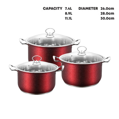 SQ Professional Epoque Stainless Steel Stockpot 3pc Set 26cm-30cm