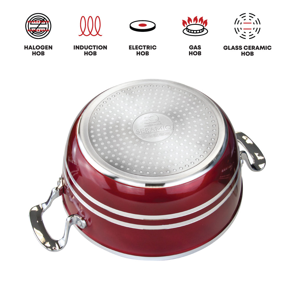 SQ Professional Mianra Metallic Die-cast Stockpot Ruby