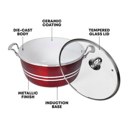 SQ Professional Mianra Metallic Die-cast Stockpot Ruby