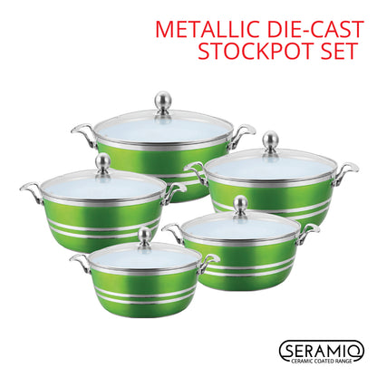 SQ Professional Metallic Die-cast Stockpot Green Emerald