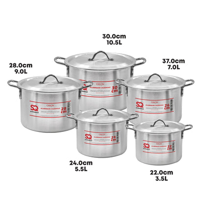 SQ Professional Aluminium Casserole 5pc Set Orion 22cm-30cm