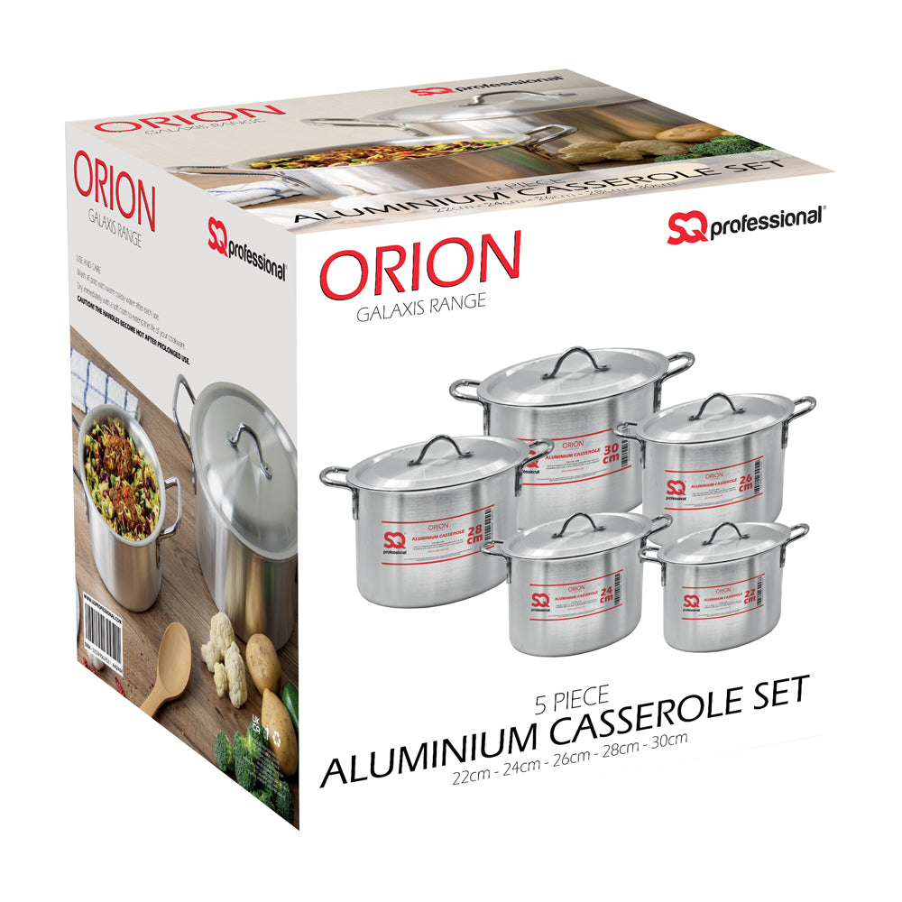 SQ Professional Aluminium Casserole 5pc Set Orion 22cm-30cm