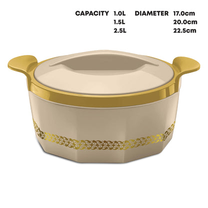 SQ Professional Insulated Hot Pot 3pc Set 1L-1.5L-2.5L Fionna Beige