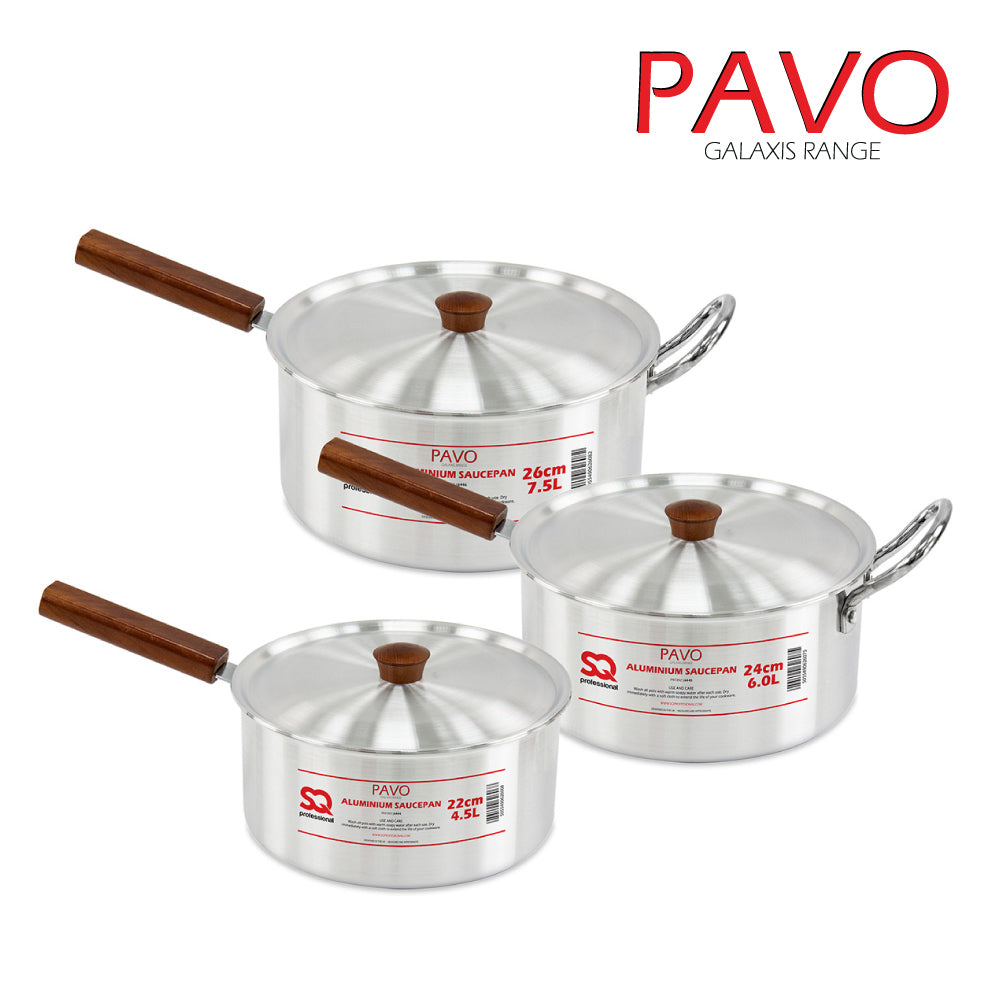 SQ Professional Saucepan 3pc Set Pavo 22cm-26cm