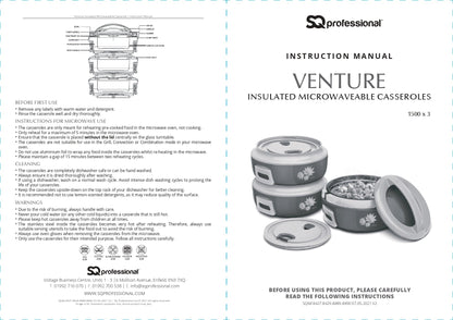 SQ Professional Venture Insulated Microwaveable Casserole Set 3x1.5L