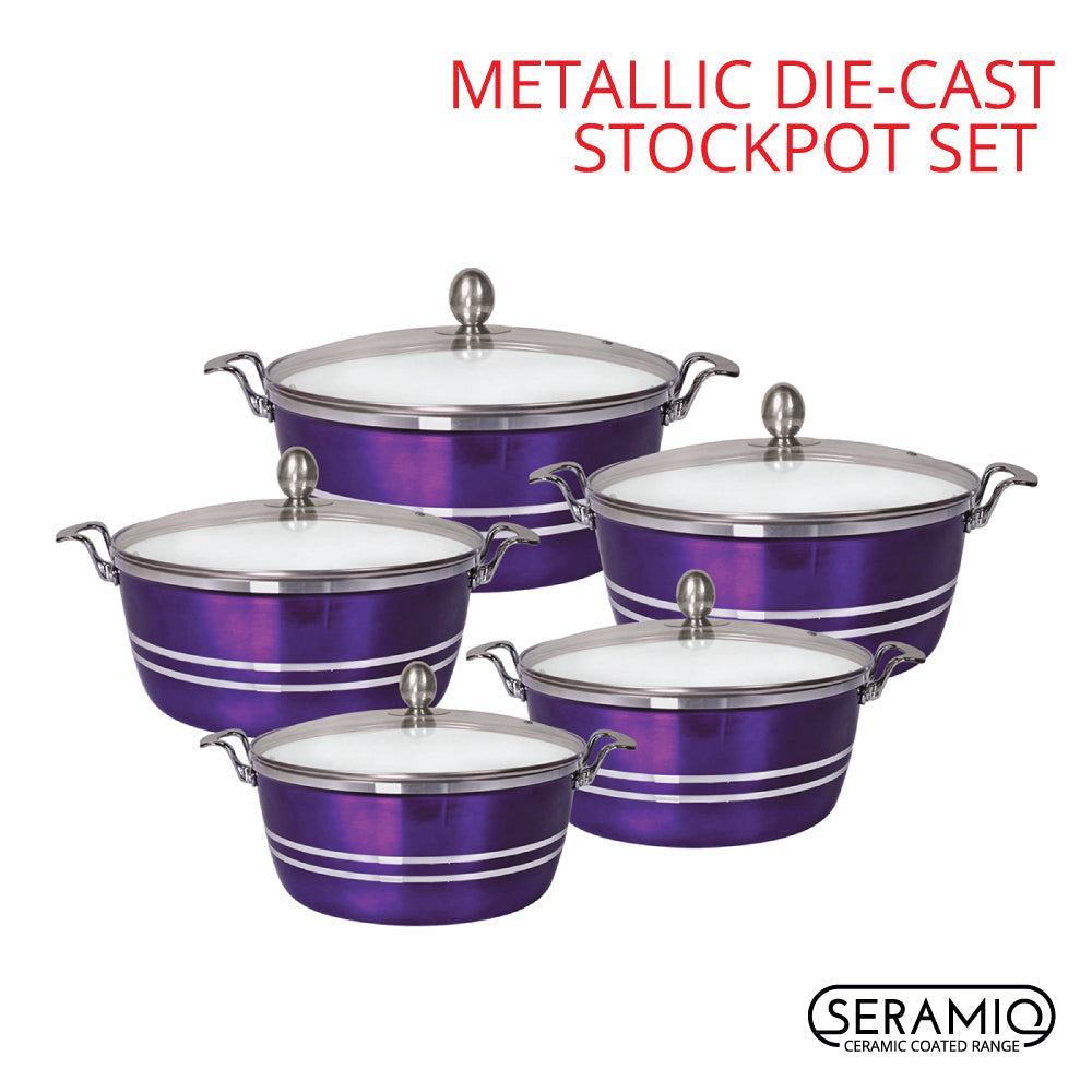 SQ Professional Metallic Die-cast Stockpot 5pc Set 20cm-32cm