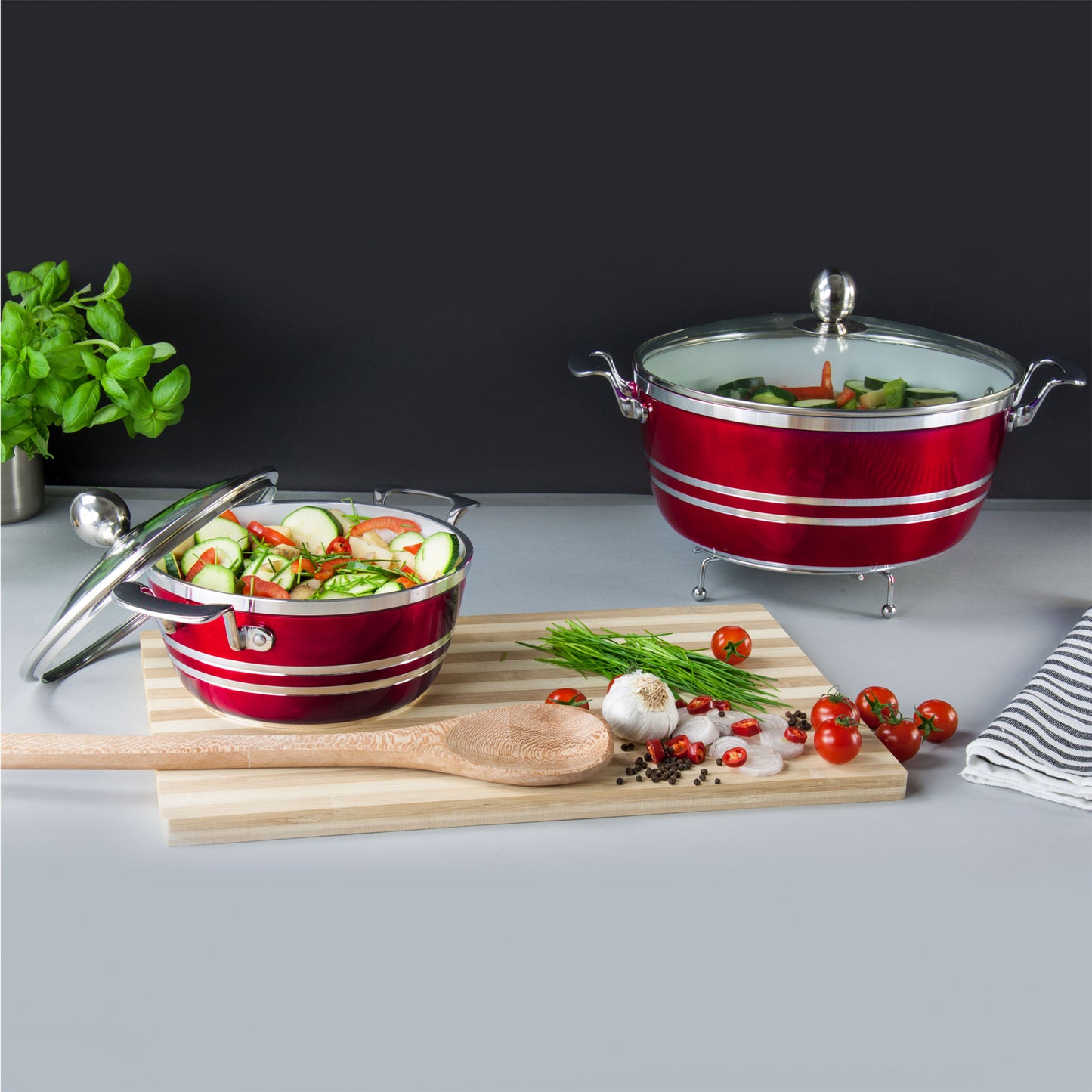 SQ Professional Metallic Die-cast Stockpot 5pc Set 20cm-32cm