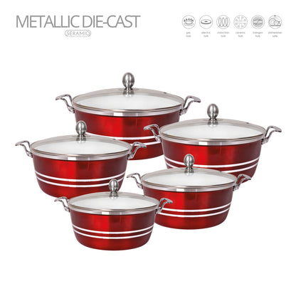 SQ Professional Metallic Die-cast Stockpot 5pc Set 20cm-32cm